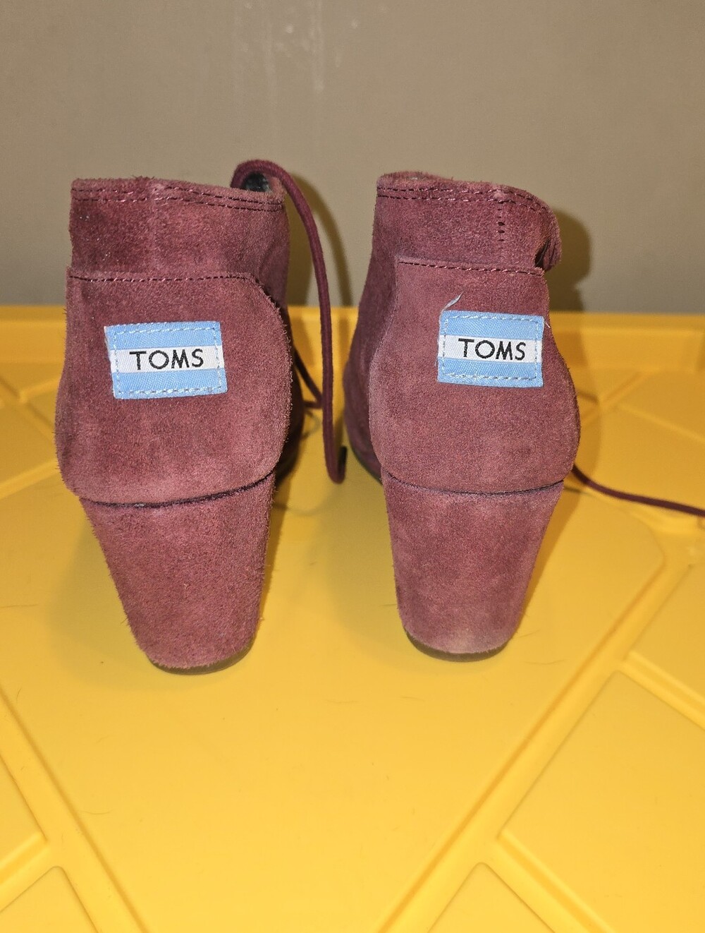 Women's Size 9 Burgundy Suede Ankle Booties By TOMS